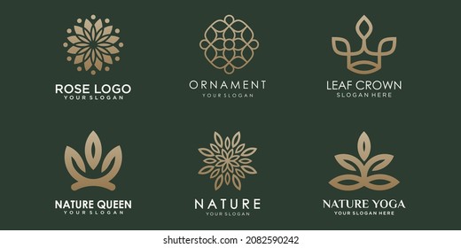 abstract floral ornament logo and icon set. design template vector.