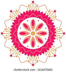 Abstract floral ornament mandala. Folk decorative element vector illustration