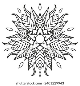 abstract floral ornament outline coloring page vector illustration