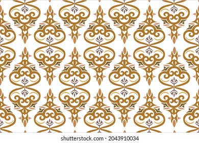  Resumen Patrón de adorno floral, barroco, adorno damascal para tela, papel pintado, fondo vectorial sin costura, adornos de colores.