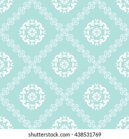 Abstract floral ornament seamless pattern with diagonal floral ornament of Powder Blue color for wallpapers and background.