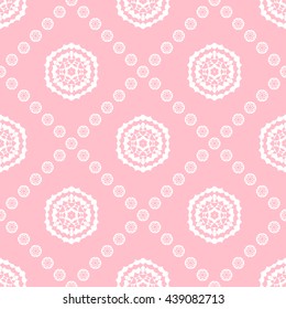 Abstract floral ornament seamless pattern with diagonal floral ornament of pink color for wallpapers and background.