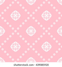 Abstract floral ornament seamless pattern with diagonal floral ornament of pink color for wallpapers and background.