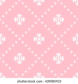 Abstract floral ornament seamless pattern with diagonal floral ornament of pink color for wallpapers and background.