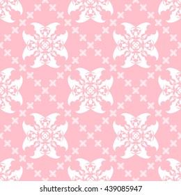 Abstract floral ornament seamless pattern with diagonal floral ornament of pink color for wallpapers and background.