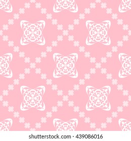 Abstract floral ornament seamless pattern with diagonal floral ornament of pink color for wallpapers and background.