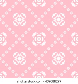 Abstract floral ornament seamless pattern with diagonal floral ornament of pink color for wallpapers and background.