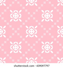 Abstract floral ornament seamless pattern with diagonal floral ornament of pink color for wallpapers and background.