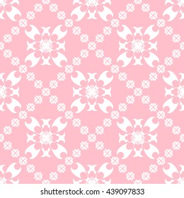 Abstract floral ornament seamless pattern with diagonal floral ornament of pink color for wallpapers and background.