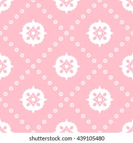 Abstract floral ornament seamless pattern with diagonal floral ornament of pink color for wallpapers and background.