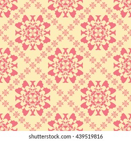 Abstract floral ornament seamless pattern with diagonal floral ornament 