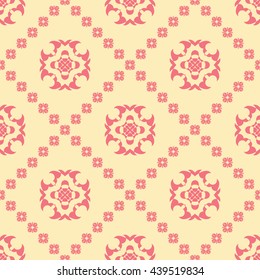Abstract floral ornament seamless pattern with diagonal floral ornament 