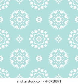 Abstract floral ornament seamless pattern of Powder Blue color for wallpapers and background.