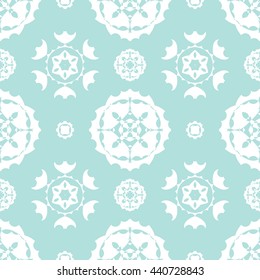 Abstract floral ornament seamless pattern of Powder Blue color for wallpapers and background.