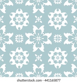 Abstract floral ornament seamless pattern of Light Blue color for wallpapers and background.
