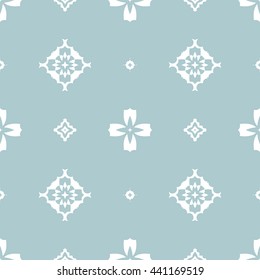 Abstract floral ornament seamless pattern of Light Blue color for wallpapers and background.