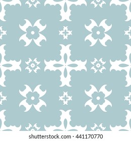 Abstract floral ornament seamless pattern of Light Blue color for wallpapers and background.