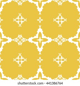Abstract floral ornament seamless pattern of Yellow color for wallpapers and background.
