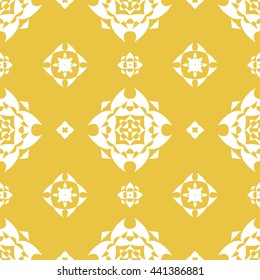 Abstract floral ornament seamless pattern of Yellow color for wallpapers and background.