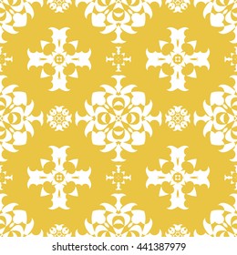 Abstract floral ornament seamless pattern of Yellow color for wallpapers and background.