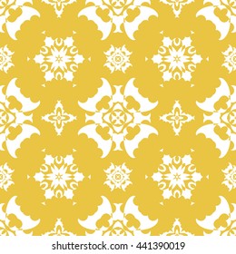 Abstract floral ornament seamless pattern of Yellow color for wallpapers and background.
