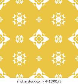 Abstract floral ornament seamless pattern of Yellow color for wallpapers and background.