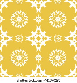 Abstract floral ornament seamless pattern of Yellow color for wallpapers and background.