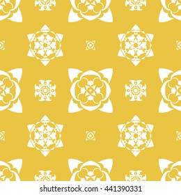 Abstract floral ornament seamless pattern of Yellow color for wallpapers and background.