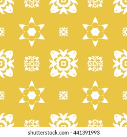 Abstract floral ornament seamless pattern of Yellow color for wallpapers and background.