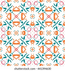 Abstract floral ornament seamless pattern of colorful for wallpapers and background.