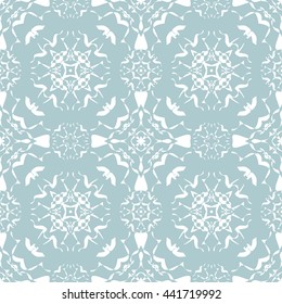 Abstract floral ornament seamless pattern of Light Blue color for wallpapers and background.