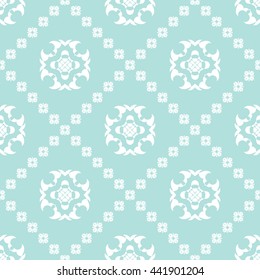 Abstract floral ornament seamless pattern of Powder Blue color for wallpapers and background.