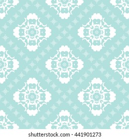 Abstract floral ornament seamless pattern of Powder Blue color for wallpapers and background.