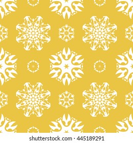 Abstract floral ornament seamless pattern of Yellow color for wallpapers and background.