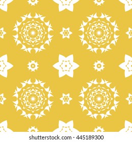 Abstract floral ornament seamless pattern of Yellow color for wallpapers and background.