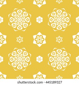 Abstract floral ornament seamless pattern of Yellow color for wallpapers and background.