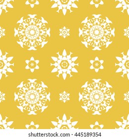 Abstract floral ornament seamless pattern of Yellow color for wallpapers and background.