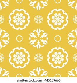 Abstract floral ornament seamless pattern of Yellow color for wallpapers and background.