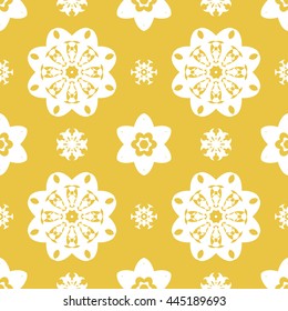 Abstract floral ornament seamless pattern of Yellow color for wallpapers and background.