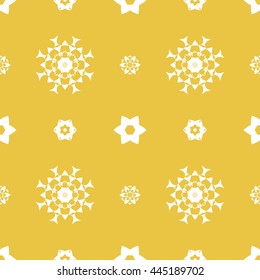 Abstract floral ornament seamless pattern of Yellow color for wallpapers and background.
