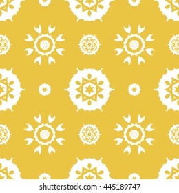 Abstract floral ornament seamless pattern of Yellow color for wallpapers and background.