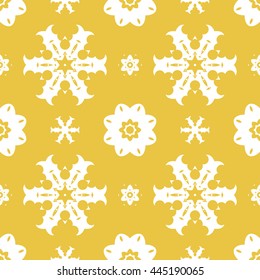 Abstract floral ornament seamless pattern of Yellow color for wallpapers and background.
