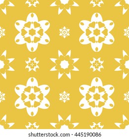 Abstract floral ornament seamless pattern of Yellow color for wallpapers and background.