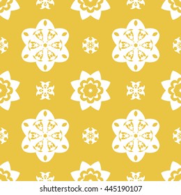 Abstract floral ornament seamless pattern of Yellow color for wallpapers and background.