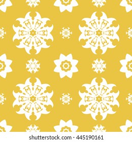 Abstract floral ornament seamless pattern of Yellow color for wallpapers and background.
