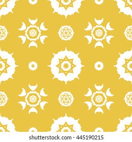 Abstract floral ornament seamless pattern of Yellow color for wallpapers and background.