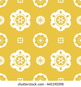 Abstract floral ornament seamless pattern of Yellow color for wallpapers and background.