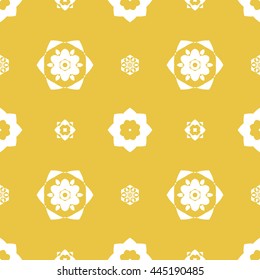 Abstract floral ornament seamless pattern of Yellow color for wallpapers and background.
