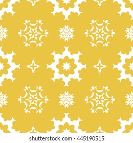 Abstract floral ornament seamless pattern of Yellow color for wallpapers and background.