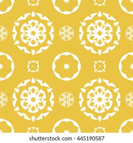 Abstract floral ornament seamless pattern of Yellow color for wallpapers and background.
